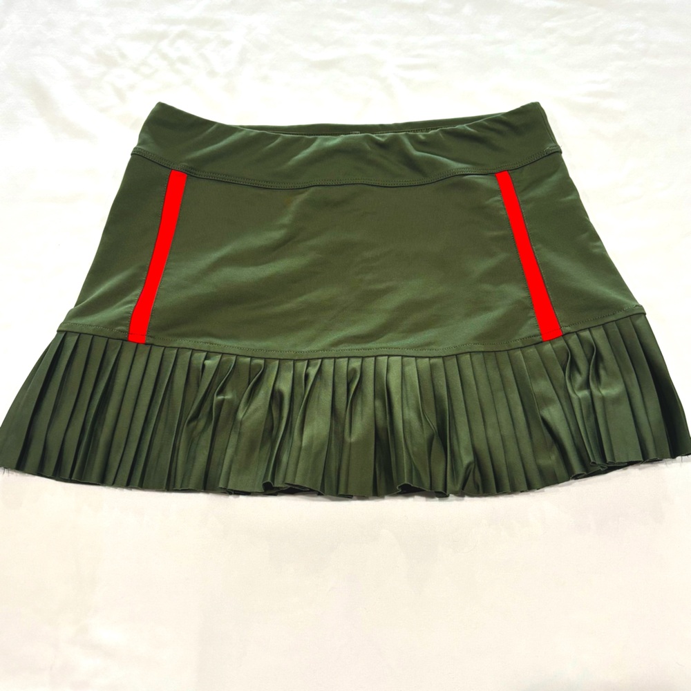 InPhorm Olive Green Pleated Mini Women's Tennis/Golf Skirt Small